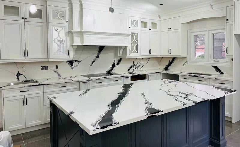 Eloura Stone Quartz Countertop ESBD0015 Statuario Laza Night