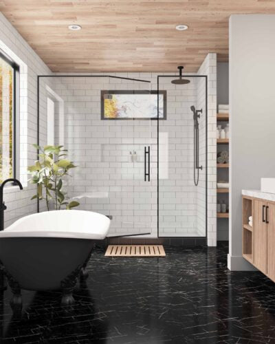 $3.59/sq. ft. ($71.90/Box) Thickness 7.0 mm Vinyl Tile - Curate  "NERO MARQUINA" with Attached Underlayment
