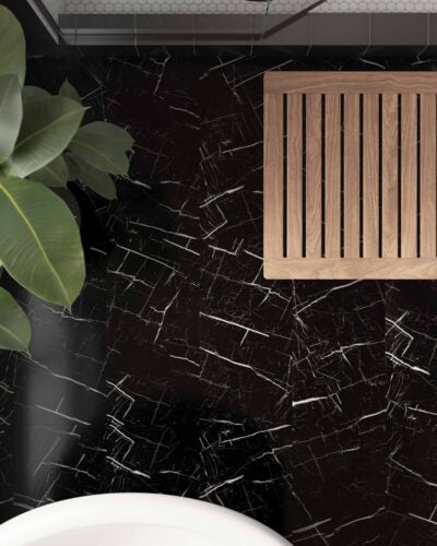 $3.59/sq. ft. ($71.90/Box) Thickness 7.0 mm Vinyl Tile - Curate  "NERO MARQUINA" with Attached Underlayment