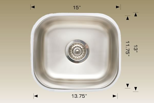 207008 Undermount Single Bowl Stainless Steel Kitchen Sink