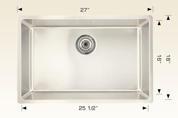 208015 Undermount Single Bowl Stainless Steel Kitchen Sink