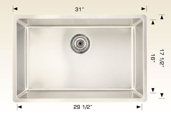 208038 Undermount Single Bowl Stainless Steel Kitchen Sink