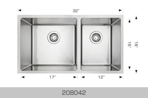 208042 Undermount Double Bowl Stainless Steel Kitchen Sink