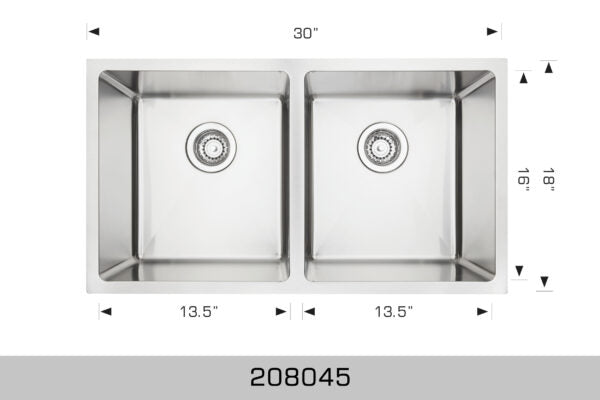 208045 Undermount Double Bowl Stainless Steel Kitchen Sink