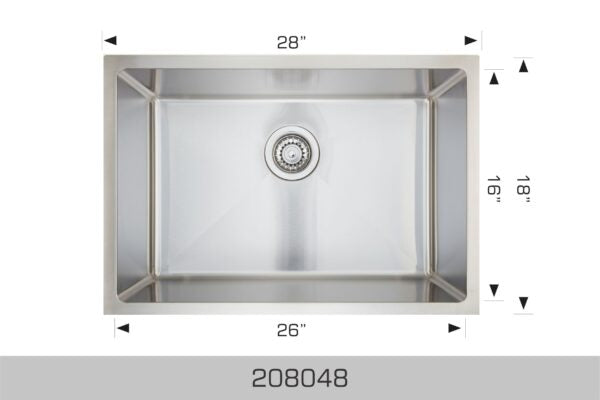 208048 Undermount Single Bowl Stainless Steel Kitchen Sink