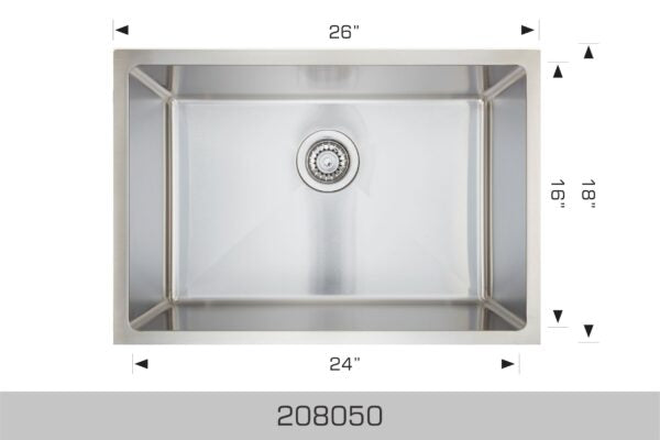 208050 Undermount Single Bowl Stainless Steel Kitchen Sink