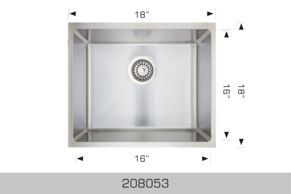 208053 Undermount Single Bowl Stainless Steel Kitchen Sink