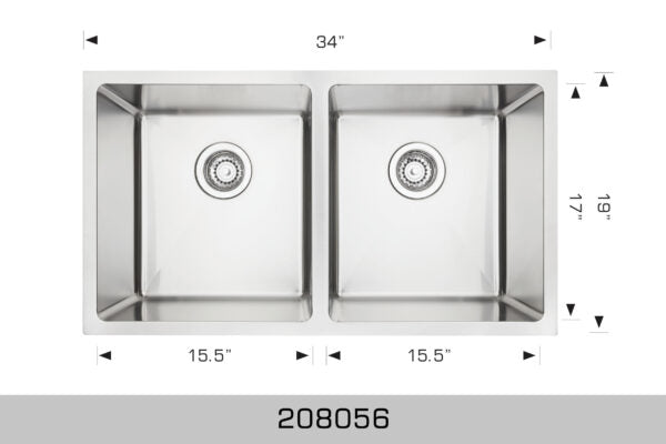 208056 Undermount Double Bowl Stainless Steel Kitchen Sink