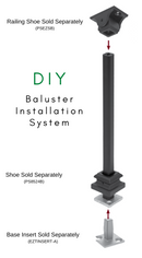STAIR BALUSTER  PTMPLAINB 1/2″SQ. PLAIN TUBULAR BAR WITH INSERT 44″ – SATIN BLACK