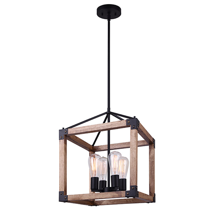 MOSS Chandelier (matte black with real wood)