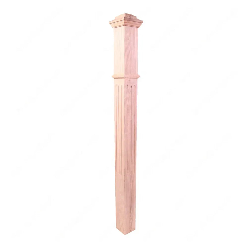 STAIR NEWEL POST PF101 F1 Fluted 3 1/2” Red Oak