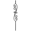 STAIR BALUSTER  PT1051ASTB 1/2″SQ. MODERN TUBULAR SCROLL PICKET 5 3/4″ X 44″ – SATIN BLACK