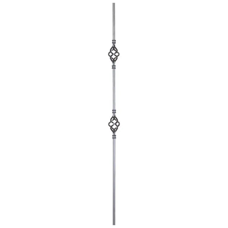 STAIR BALUSTER  PT48A144B 1/2″SQ. DOUBLE BASKET TUBULAR PICKET 44″ – SATIN BLACK