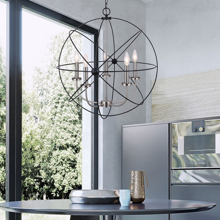 SUMERSIDE Chandelier (matte black & brushed nickel)