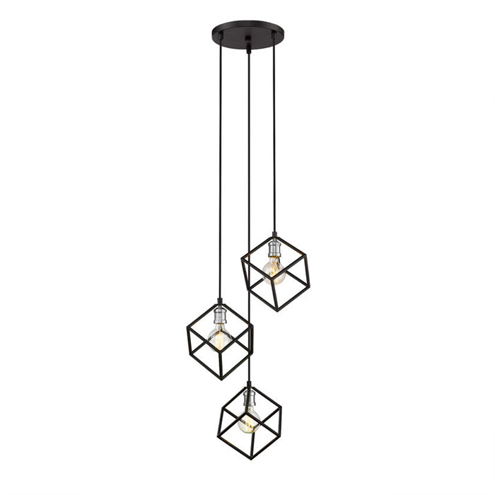 Vertical, VERTICAL 3Lt. Pendant (Matte Black + Brushed Nickel)